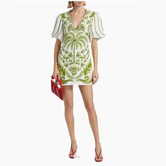 FARM Rio Green and White Mini Dress - Picture 2 of 15